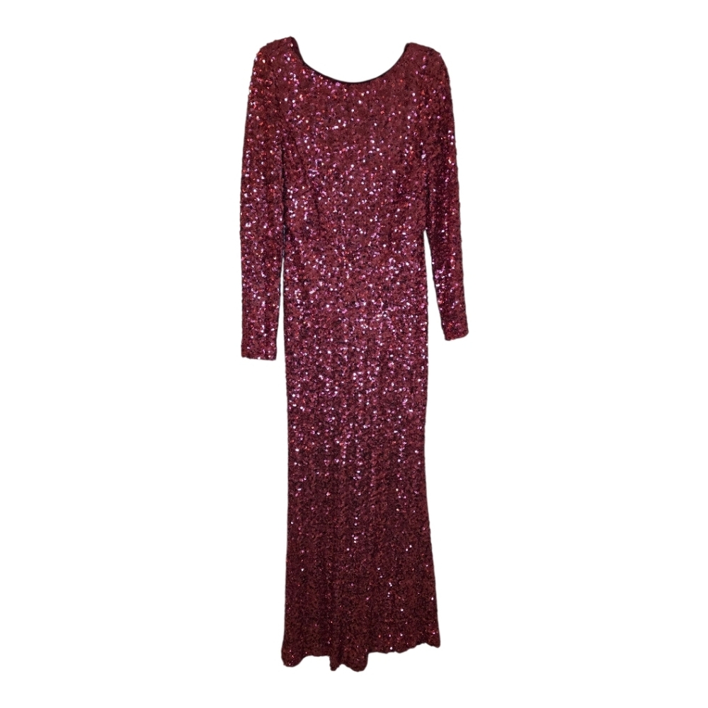 NANETTE LEPORE Long Raspberry Sequin Dress Gown - Size 12